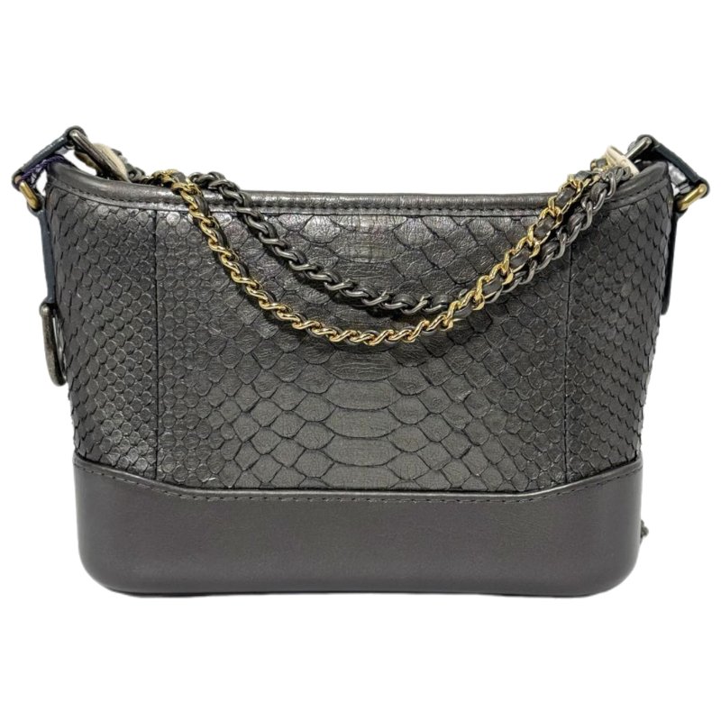 [ 2517 ] 香奈兒 Chanel 流浪包 黑色斜挎包 (蟒皮) 小號-1