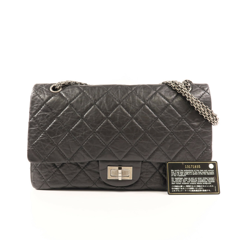 CHANEL 牛皮皮革2.55銀扣鏈帶肩背袋-9