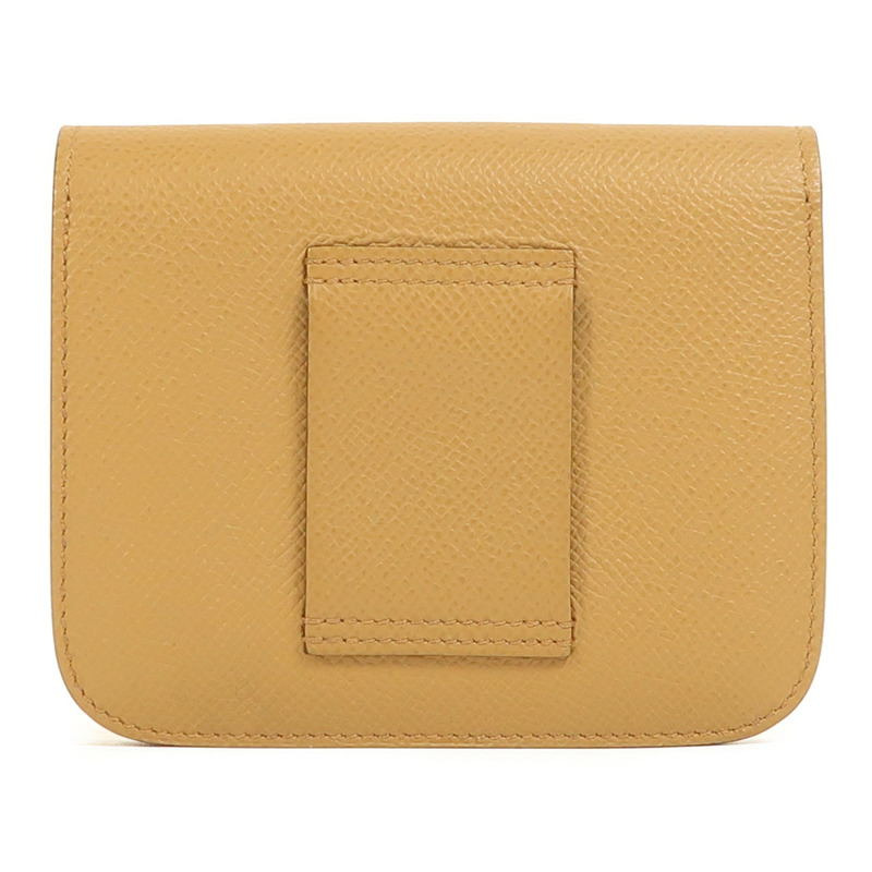 HERMES Evercolor皮革Constance Slim銀扣錢包Biscuit-1