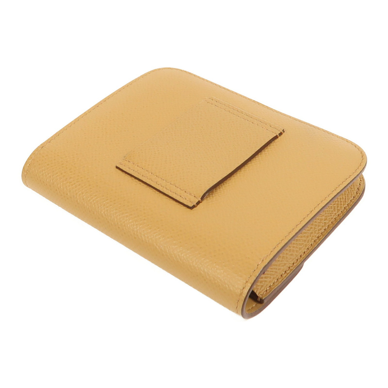 HERMES Evercolor皮革Constance Slim銀扣錢包Biscuit-3