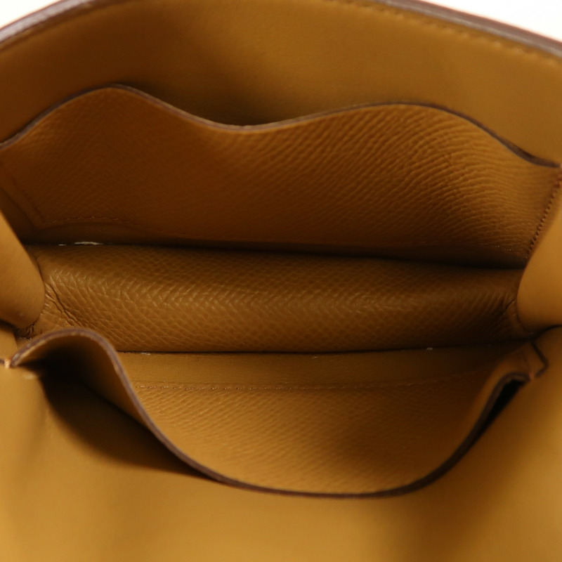 HERMES Evercolor皮革Constance Slim銀扣錢包Biscuit-4