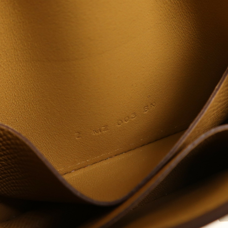 HERMES Evercolor皮革Constance Slim銀扣錢包Biscuit-6