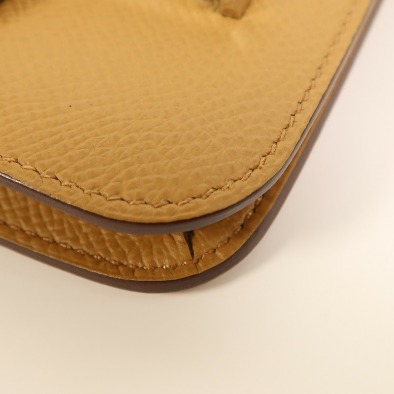 HERMES Evercolor皮革Constance Slim銀扣錢包Biscuit-10