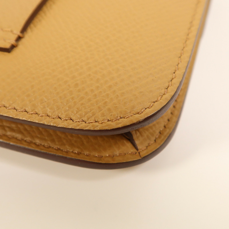 HERMES Evercolor皮革Constance Slim銀扣錢包Biscuit-11
