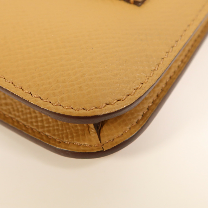 HERMES Evercolor皮革Constance Slim銀扣錢包Biscuit-12