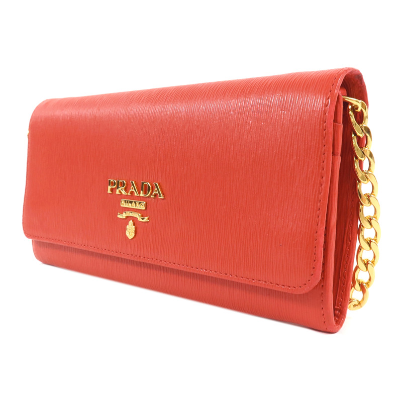 PRADA 牛皮皮革Chain Shoulder金扣鏈帶肩背袋-2