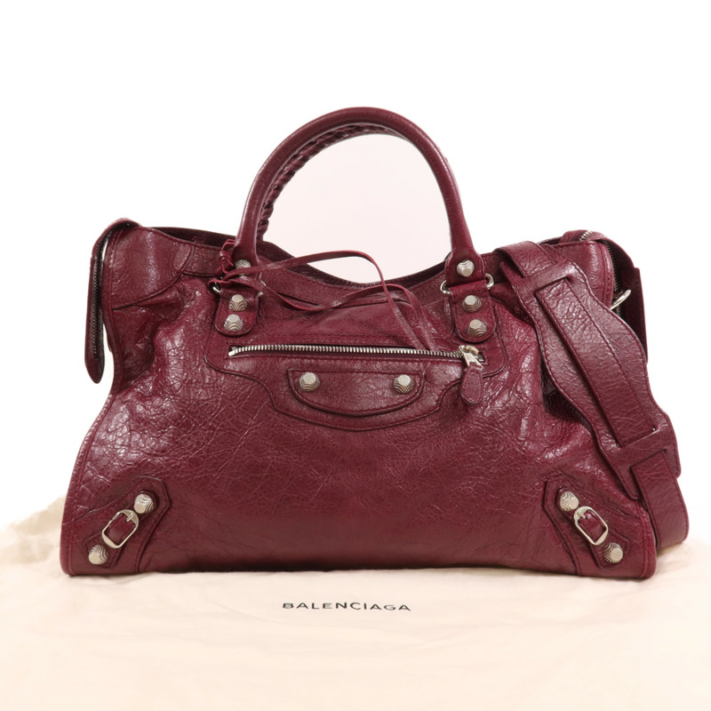 BALENCIAGA 羊皮皮革Giant City銀扣手挽肩背兩用袋-8