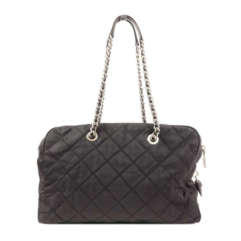 PRADA 尼龍Chain Shoulder銀扣鏈帶肩背袋-1