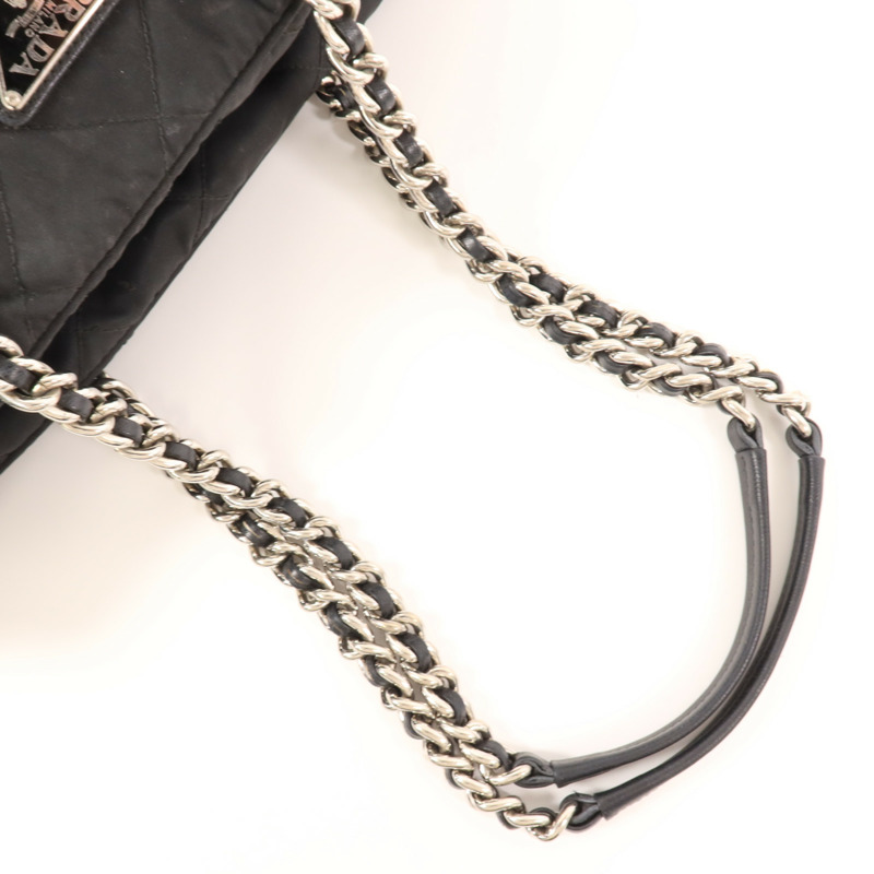 PRADA 尼龍Chain Shoulder銀扣鏈帶肩背袋-7