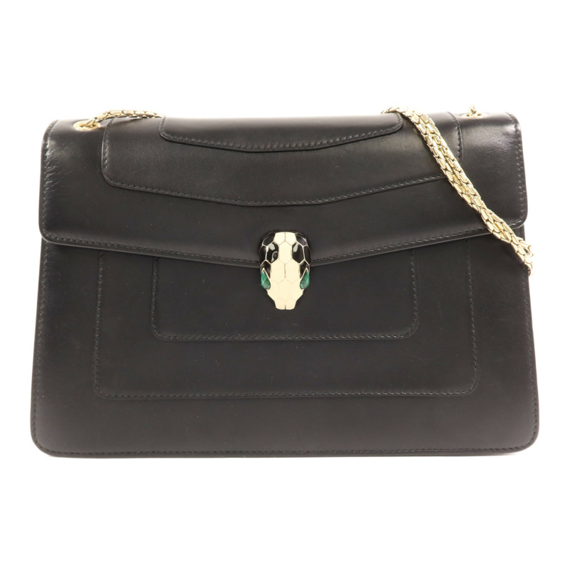 BVLGARI 牛皮皮革Serpenti Forever金扣鏈帶肩背袋-0