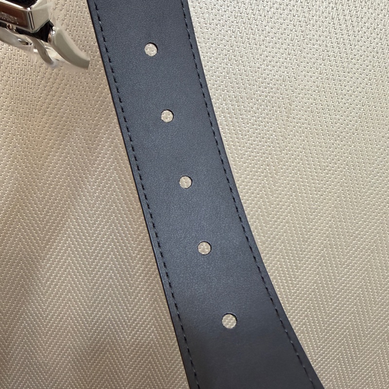 LV 黑灰棋盤格Pont Neuf銀釦皮帶M8200U-10