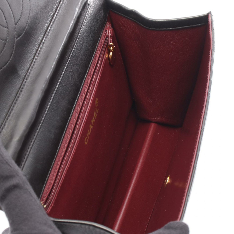 香奈兒 (CHANEL) Matelasse 單蓋單肩包，羊皮材質，黑色-2