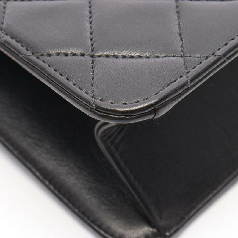 香奈兒 (CHANEL) Matelasse 單蓋單肩包，羊皮材質，黑色-5