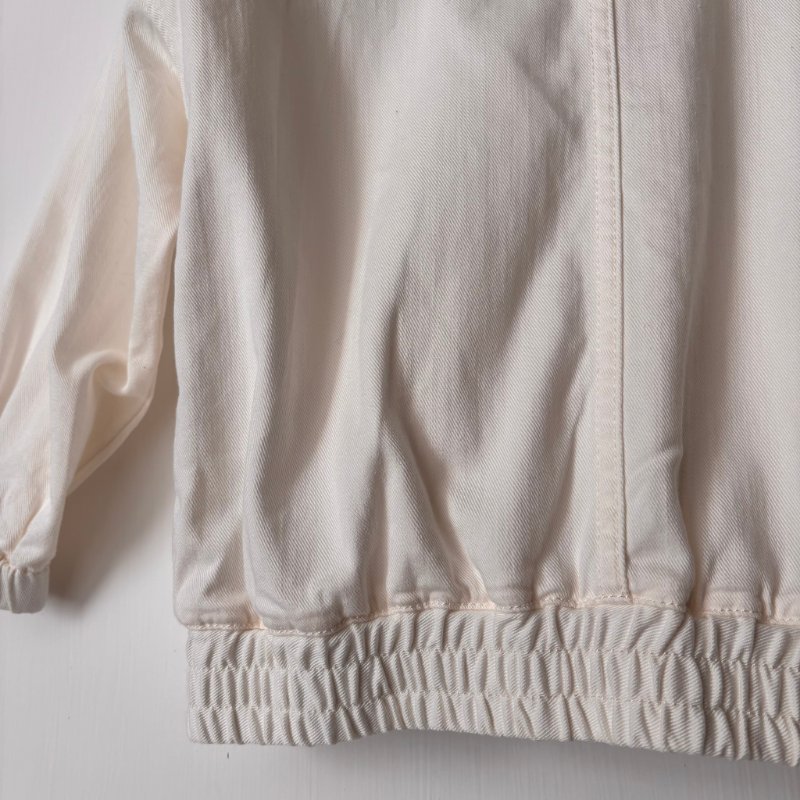 ::GUCCI::  童裝6號 經典藍綠織帶草莓刺繡 白色拉鍊夾克-12