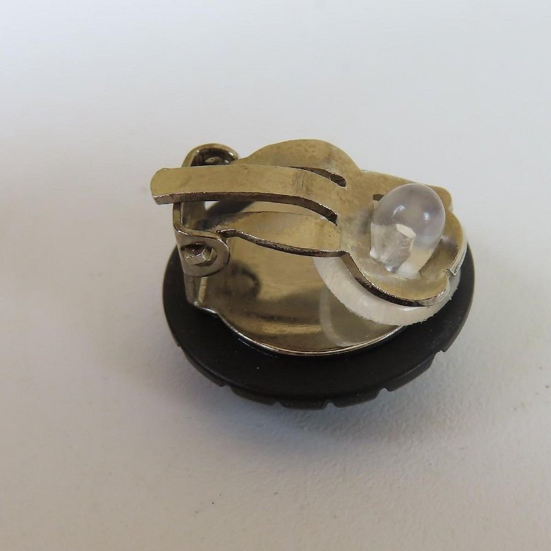 【巴黎站二手名牌專賣店】＊現貨＊CHANEL 香奈兒 真品＊黑色圓形線條標誌鈕釦夾式耳環-2