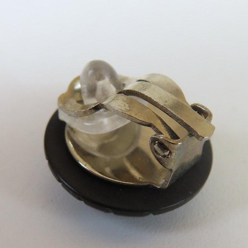 【巴黎站二手名牌專賣店】＊現貨＊CHANEL 香奈兒 真品＊黑色圓形線條標誌鈕釦夾式耳環-3