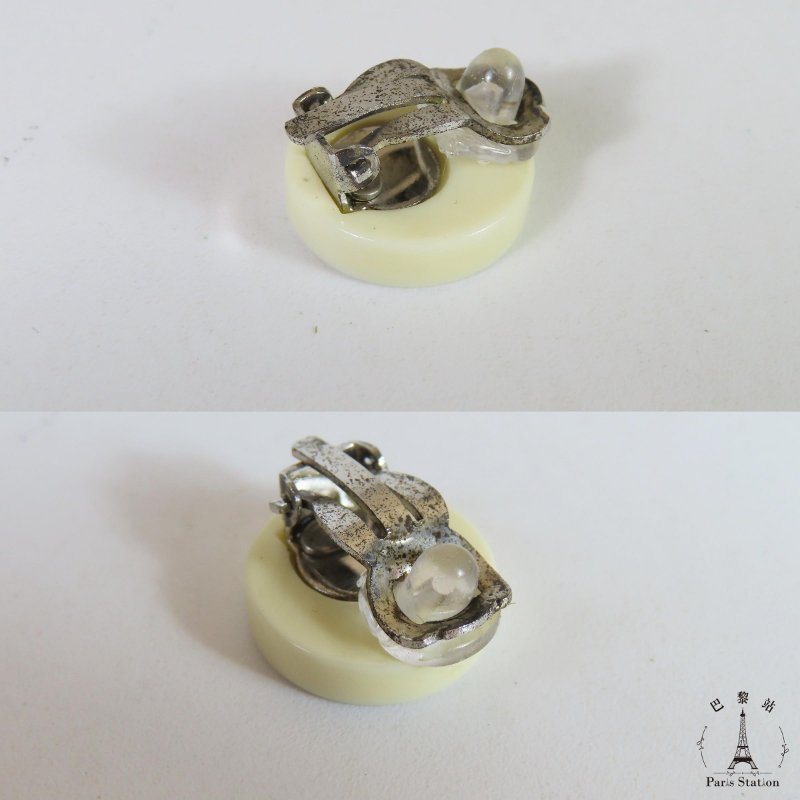 【巴黎站二手名牌專賣店】＊現貨＊CHANEL 香奈兒 真品＊紫色花朵小雙C圓形壓克力夾式耳環-5