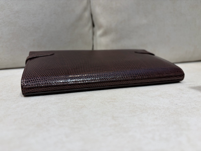 Hermes 愛馬仕蜥蜴皮 烏木色Kelly長夾錢包 裸包框N刻-2