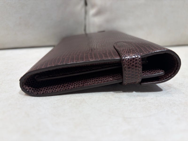 Hermes 愛馬仕蜥蜴皮 烏木色Kelly長夾錢包 裸包框N刻-3