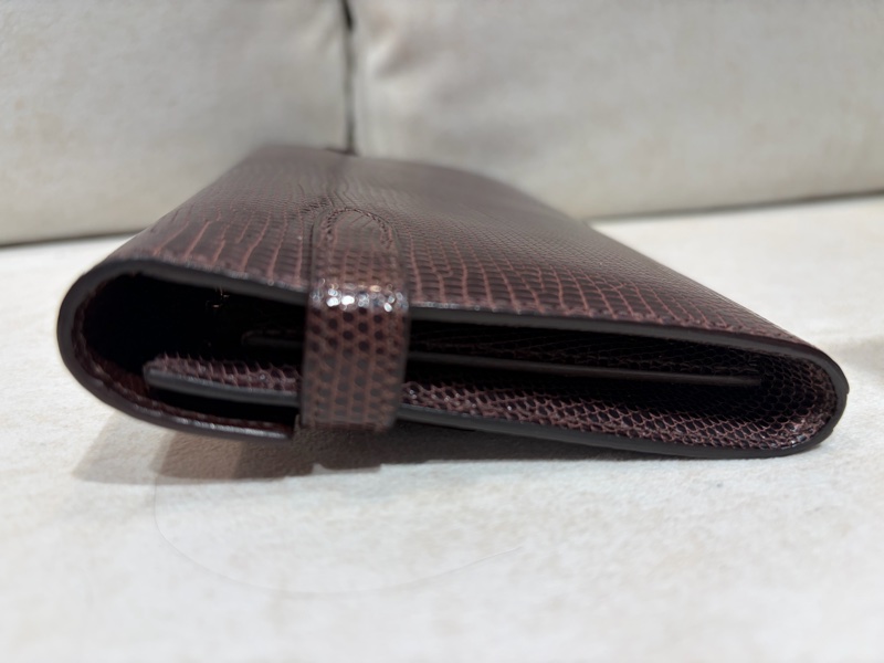 Hermes 愛馬仕蜥蜴皮 烏木色Kelly長夾錢包 裸包框N刻-4