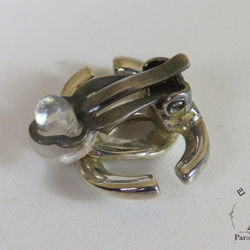 【巴黎站二手名牌專賣店】＊現貨＊CHANEL 香奈兒 真品＊銀色雙C夾式耳環-4