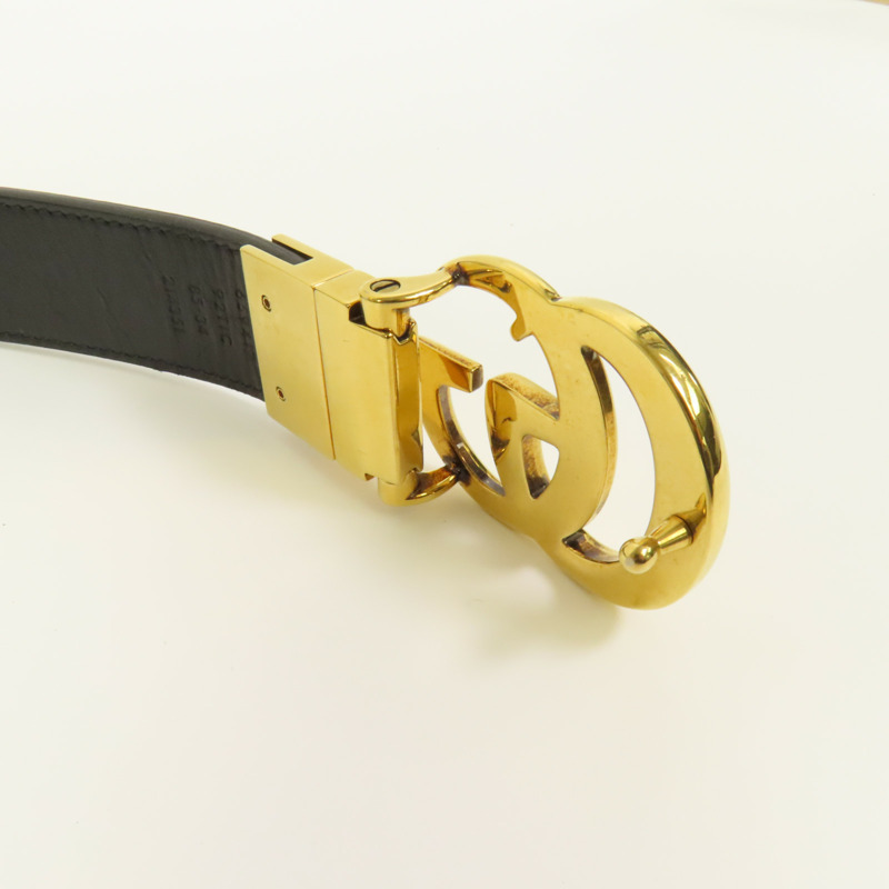 GUCCI 塗層帆布Belt 85cm金扣皮帶-5