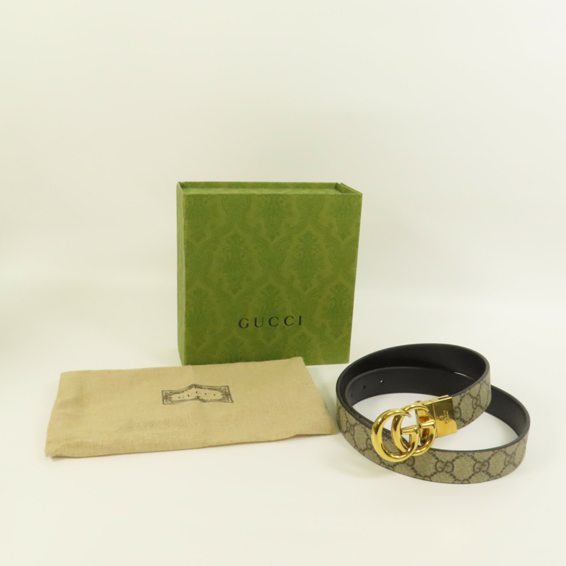 GUCCI 塗層帆布Belt 85cm金扣皮帶-8