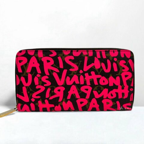 LV長夾 Graffiti Zippy粉紅塗鴉ㄇ拉長夾 M93710