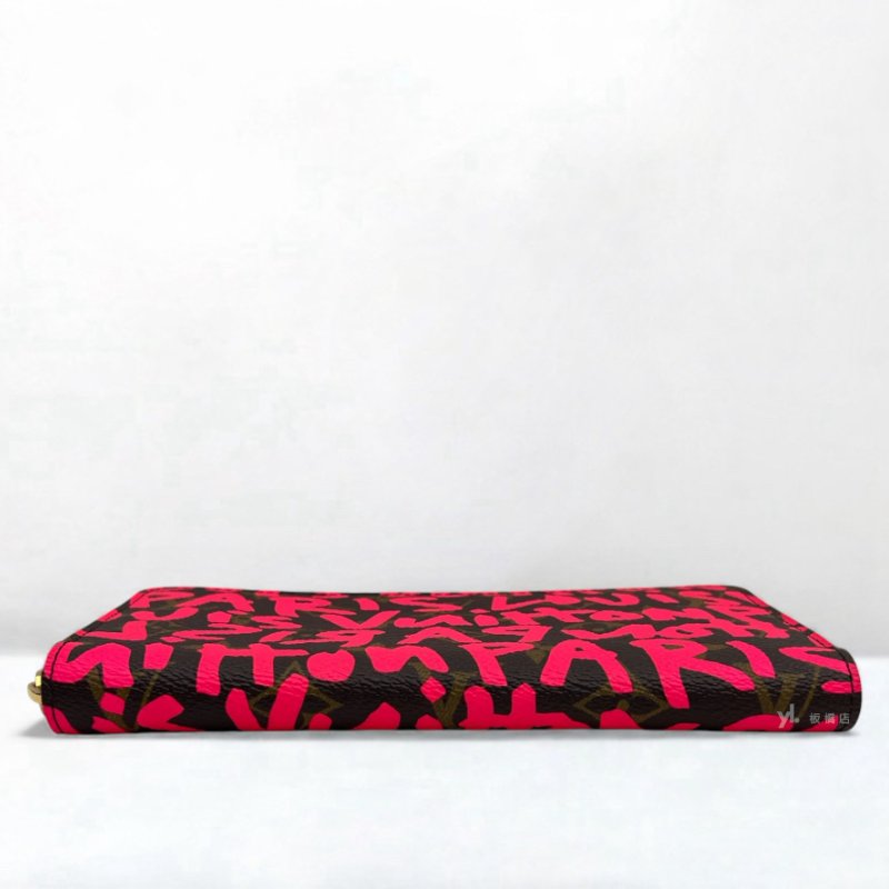 LV長夾 Graffiti Zippy粉紅塗鴉ㄇ拉長夾 M93710-4