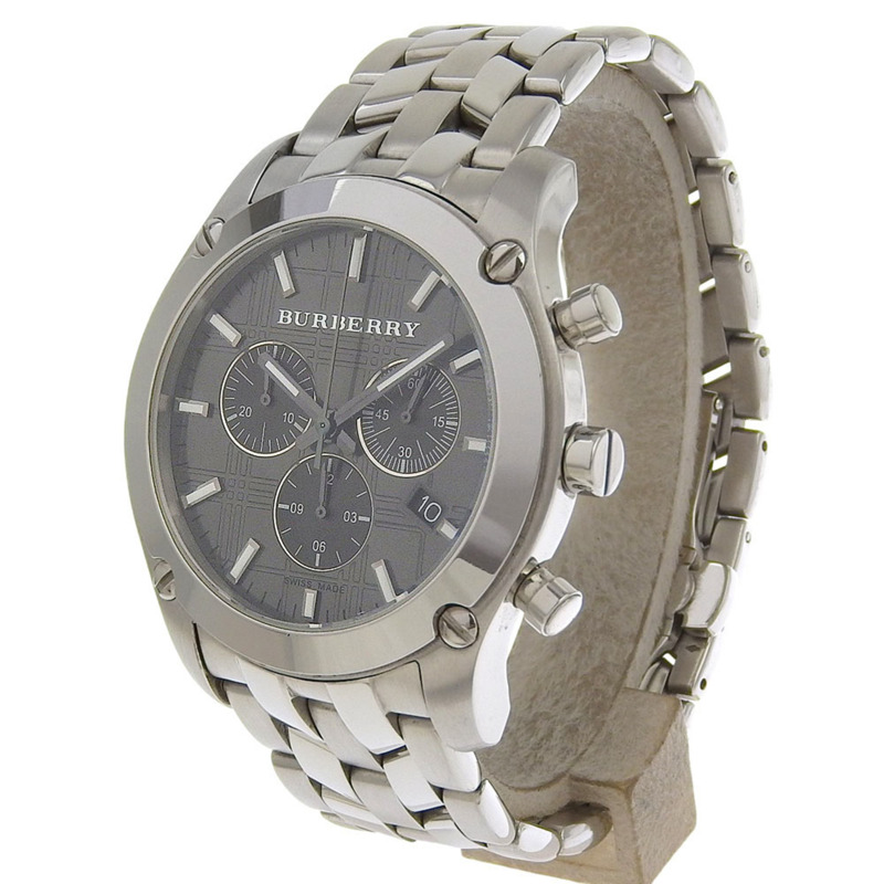 Burberry BU1850 不鏽鋼石英計時腕錶，黑色錶盤，男士-1