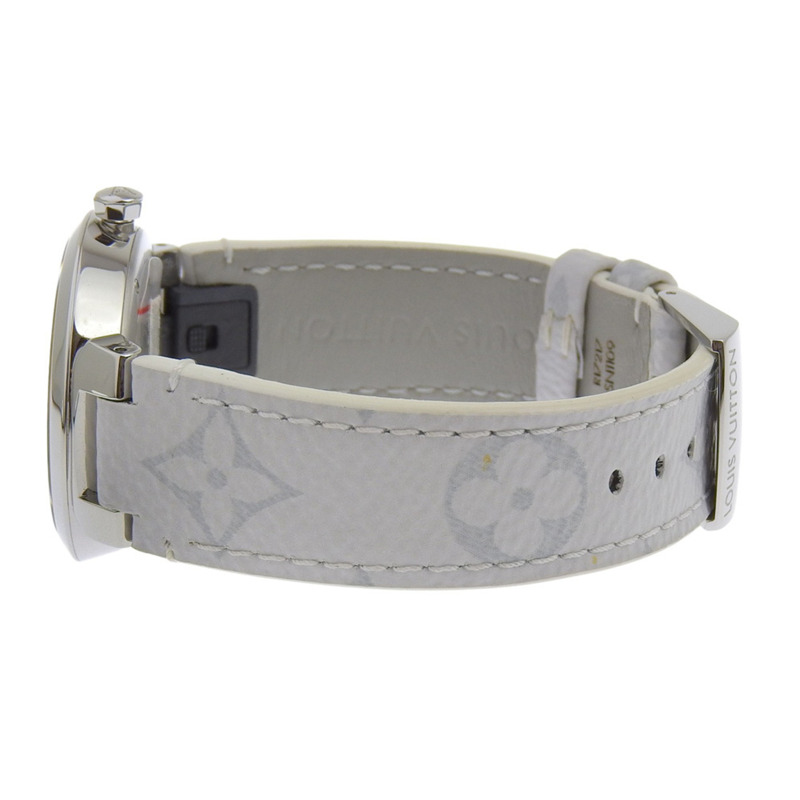 路易威登 Tambour Slim 33 女士腕錶，8 顆鑽石，型號 Q13MJZ，不鏽鋼和皮革錶殼，石英機芯，指針式顯示，白色錶盤-3