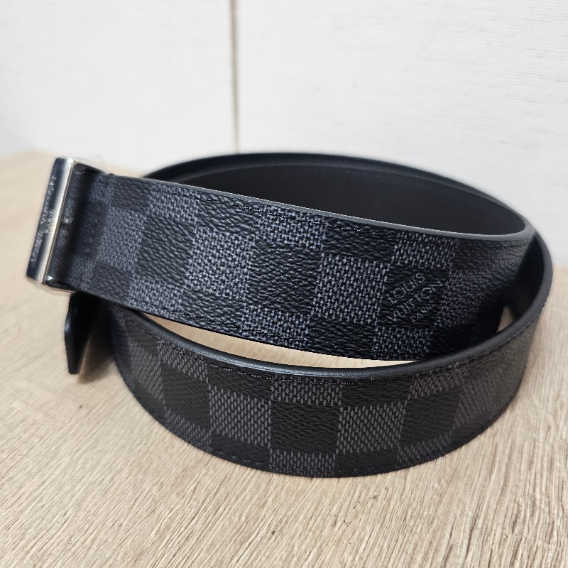 [未使用新品❣️] LV黑灰棋盤格PontNeuf銀釦皮帶-2