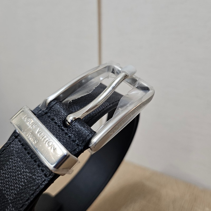[未使用新品❣️] LV黑灰棋盤格PontNeuf銀釦皮帶-5