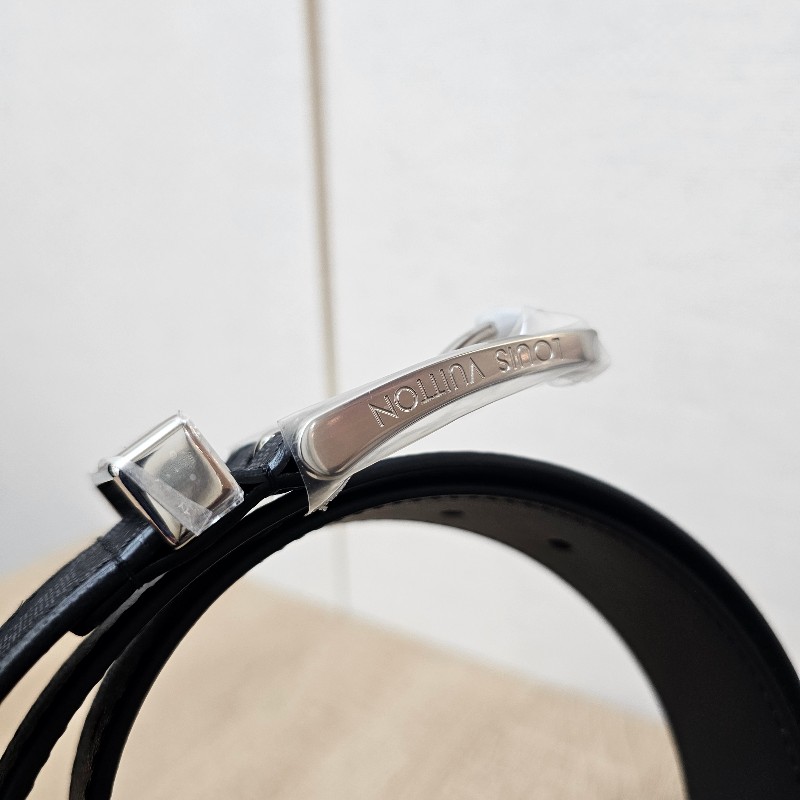 [未使用新品❣️] LV黑灰棋盤格PontNeuf銀釦皮帶-6