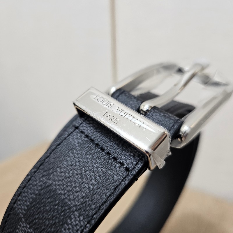 [未使用新品❣️] LV黑灰棋盤格PontNeuf銀釦皮帶-7