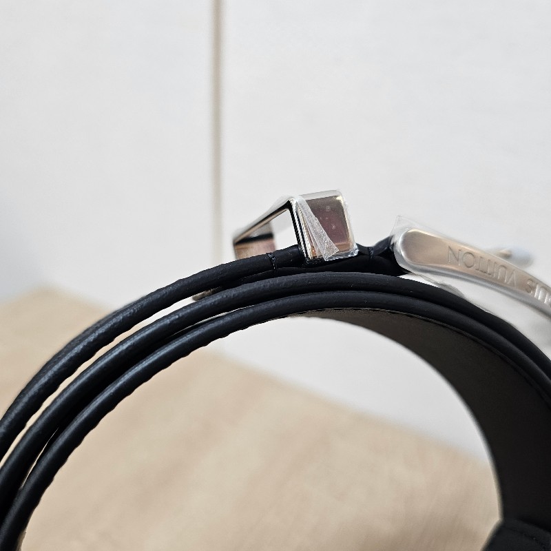 [未使用新品❣️] LV黑灰棋盤格PontNeuf銀釦皮帶-8