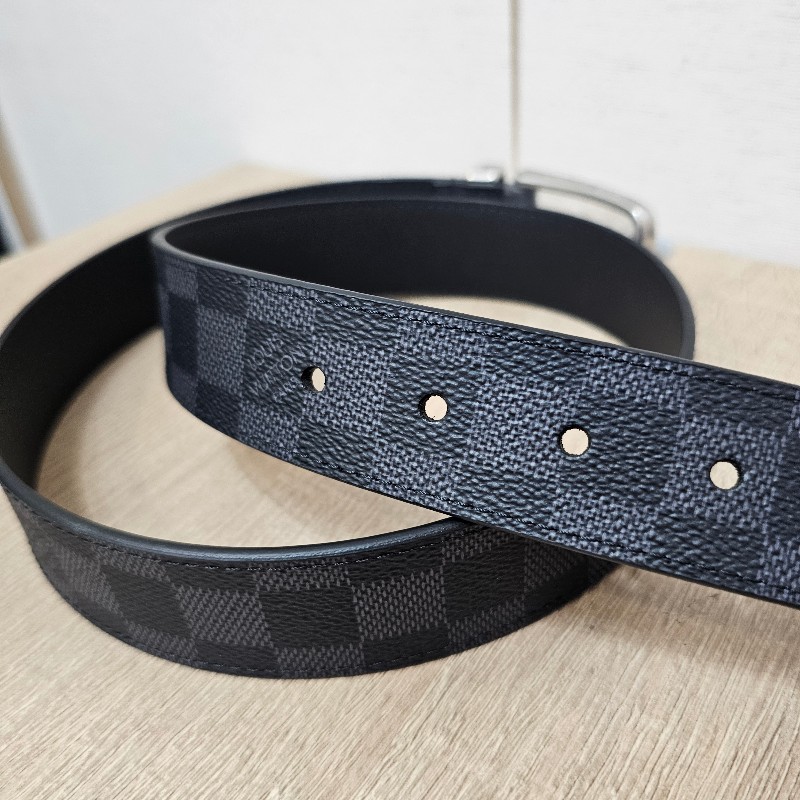 [未使用新品❣️] LV黑灰棋盤格PontNeuf銀釦皮帶-12