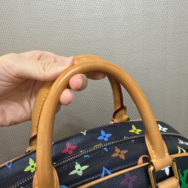 LV 黑彩金釦村上隆聯名款Trouville手提小珍包M92662-3