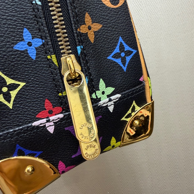 LV 黑彩金釦村上隆聯名款Trouville手提小珍包M92662-5