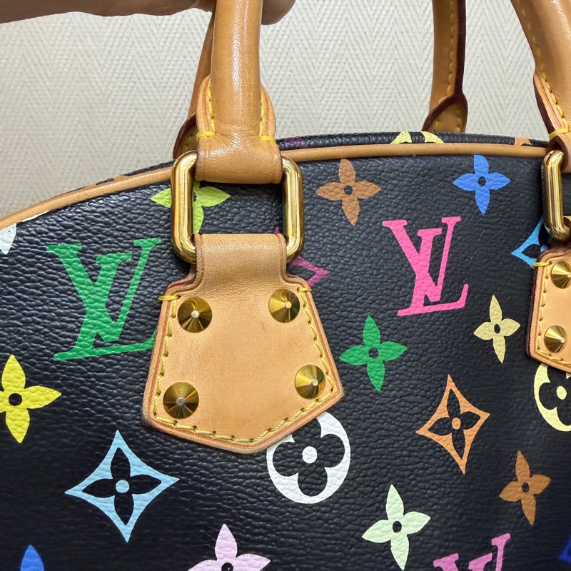 LV 黑彩金釦村上隆聯名款Trouville手提小珍包M92662-7