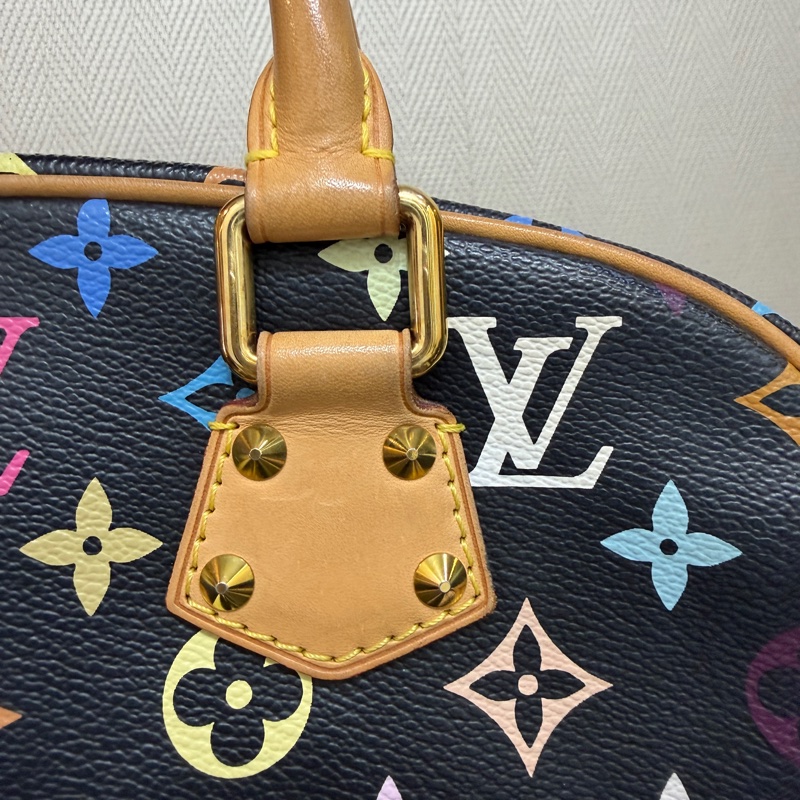 LV 黑彩金釦村上隆聯名款Trouville手提小珍包M92662-8