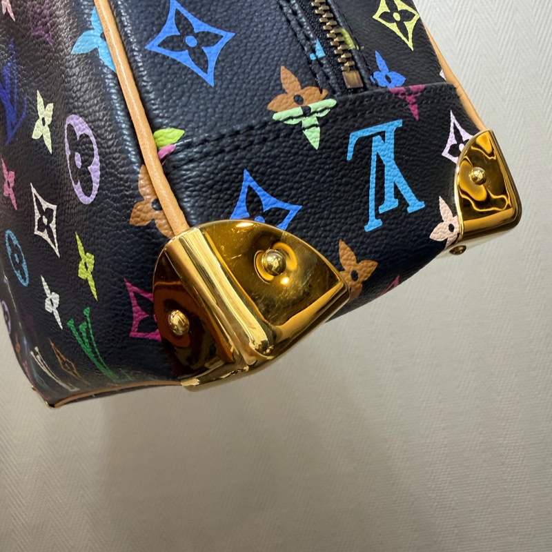 LV 黑彩金釦村上隆聯名款Trouville手提小珍包M92662-11