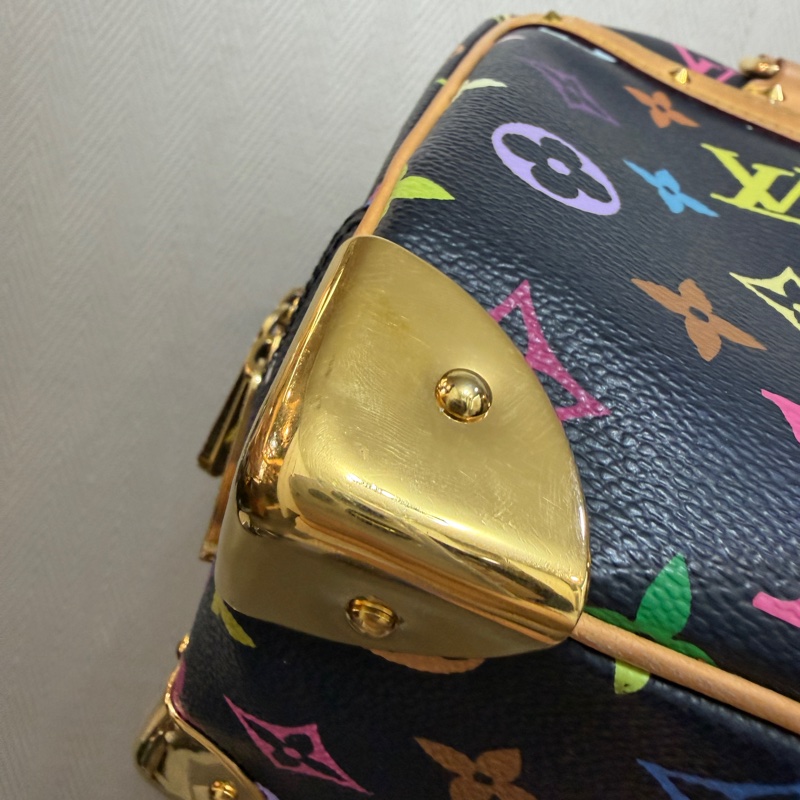 LV 黑彩金釦村上隆聯名款Trouville手提小珍包M92662-14