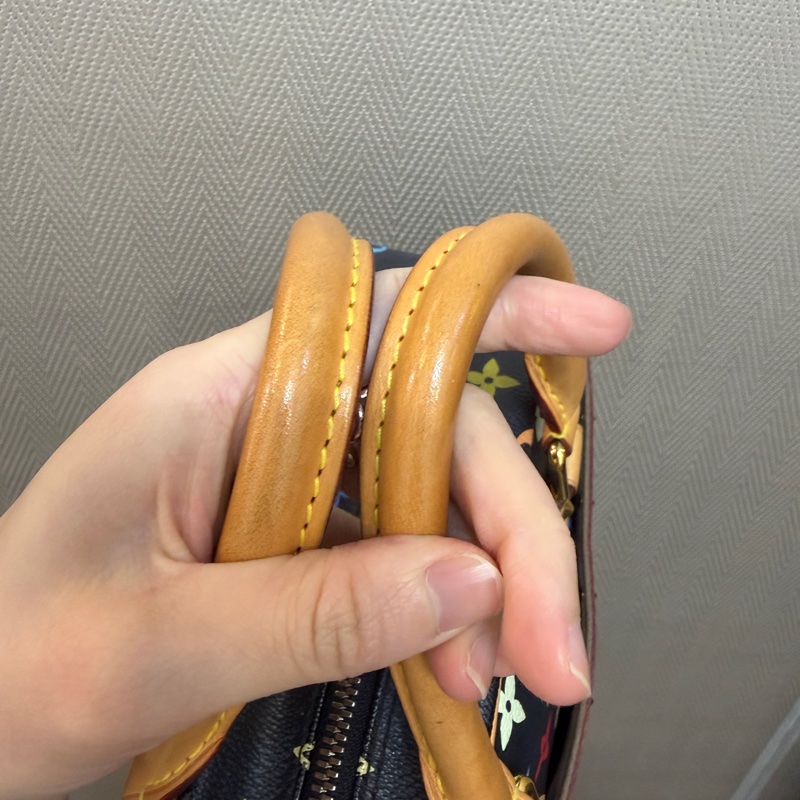 LV 黑彩金釦村上隆聯名款Trouville手提小珍包M92662-18