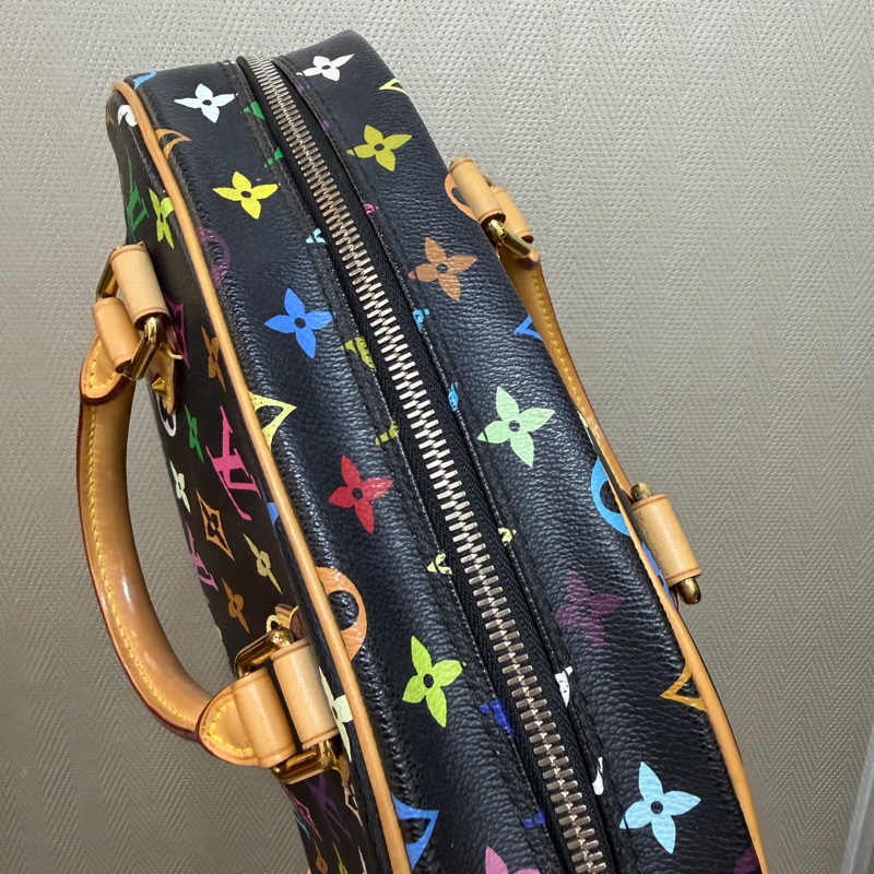 LV 黑彩金釦村上隆聯名款Trouville手提小珍包M92662-19