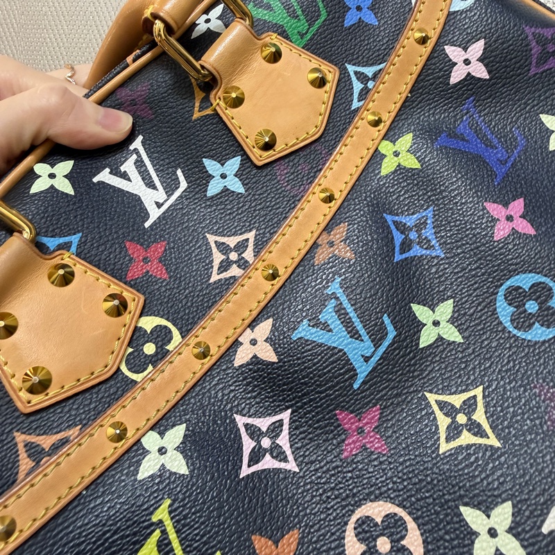 LV 黑彩金釦村上隆聯名款Trouville手提小珍包M92662-23