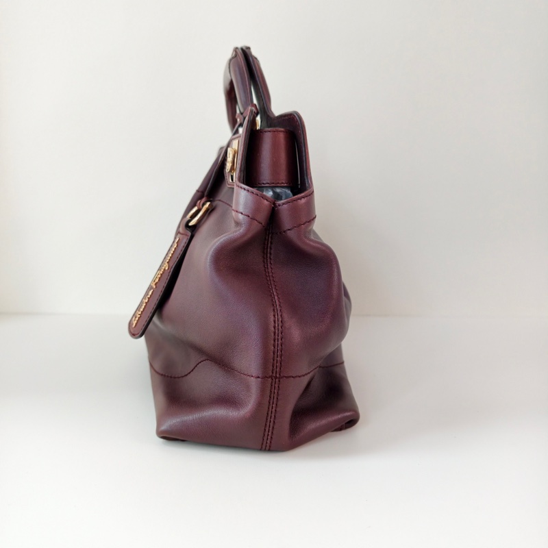 Ferragamo 菲拉格慕酒紅色手提包-4