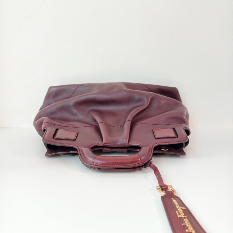 Ferragamo 菲拉格慕酒紅色手提包-6