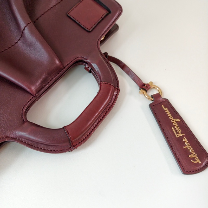 Ferragamo 菲拉格慕酒紅色手提包-7