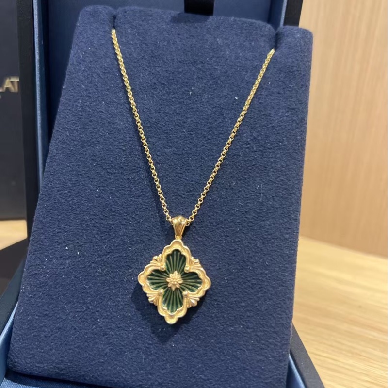BUCCELLATI 布契拉提 Opera tulle 系列大號綠色琺瑯項鍊-2